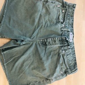 MadeWell green jean shorts